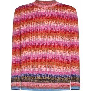 USA SELLER New Marni All Over Logo Knit Sweater Multicolor Striped intarsia